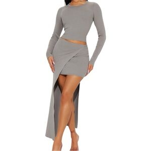 Asymmetrical Longsleeve and Skirt Set
